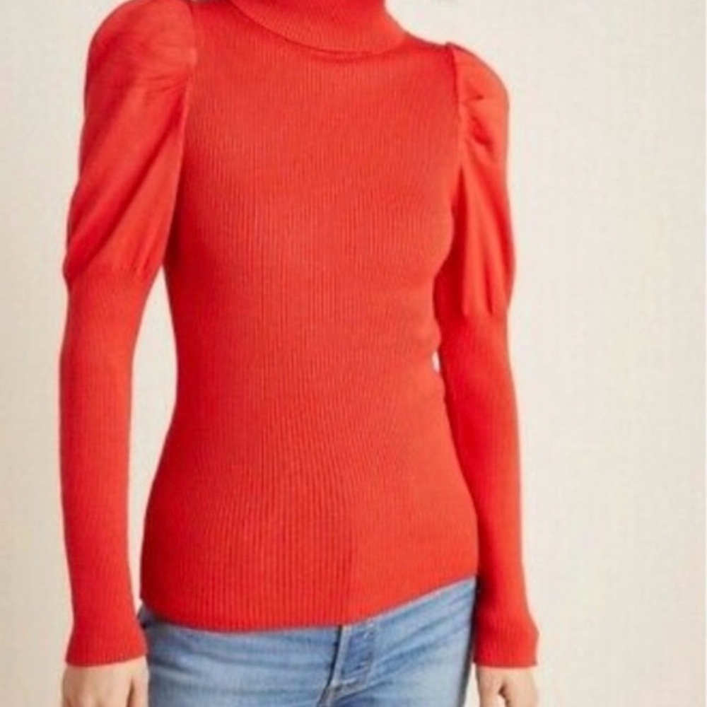Anthropologie Vibrant Red Turtleneck Sweater
